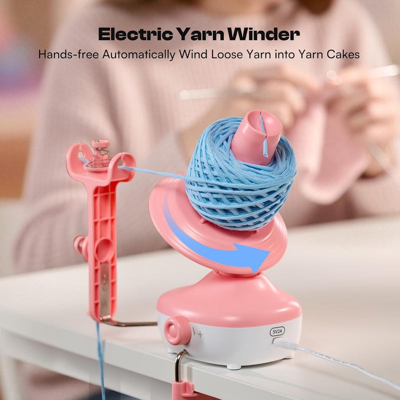 Caydo Yarn Winder, Electric Yarn Ball Winder Mini, Automatic Yarn Cake Winder with Sufficient Tension, Compact 7oz Yarn Winder for Crocheting Stepless Speed Yarn Spinner, Ideal for Crochet Enthusiasts - Image 2